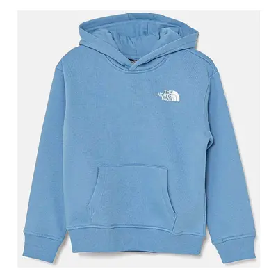 Dětská mikina The North Face VERTICAL GRAPHIC OVERSIZED HOODIE modrá barva, s kapucí, s potiskem