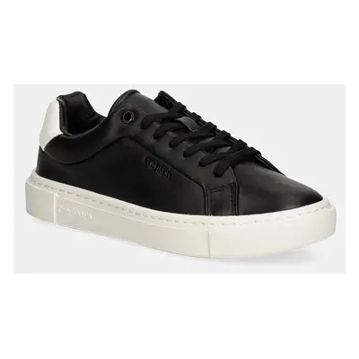 Sneakers boty Calvin Klein CUPSOLE LACE UP W/ML LTH černá barva, HW0HW02201