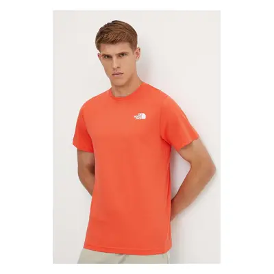 Bavlněné tričko The North Face S/S Redbox Tee oranžová barva, s potiskem, NF0A87NP5OM1