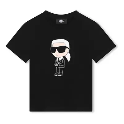 Dětské bavlněné tričko Karl Lagerfeld černá barva, s potiskem, Z30240