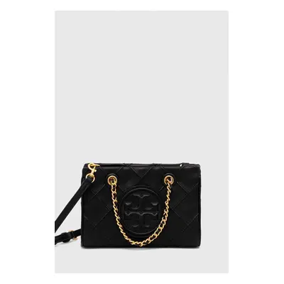 Oboustranná kožená kabelka Tory Burch Fleming Soft Mini Chain černá barva, 152334.001