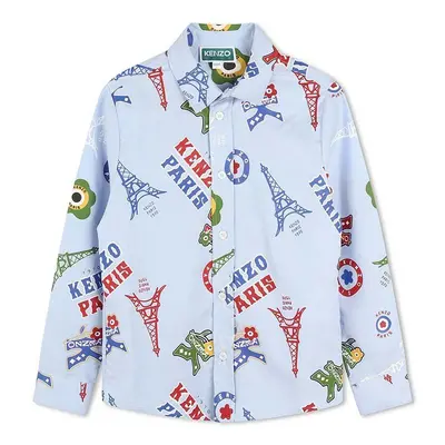 Dětská bavlněná košile Kenzo Kids modrá barva, K60806