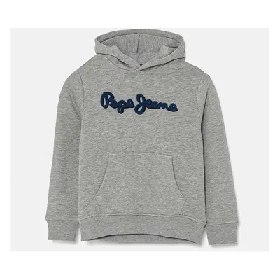 Dětská mikina Pepe Jeans NEW LAMONTY HOODIE šedá barva, s kapucí, melanžová, PB581614