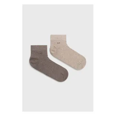 Ponožky Calvin Klein (2-pack) pánské, béžová barva, 701218706