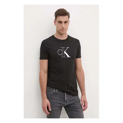 Bavlněné tričko Calvin Klein Jeans černá barva, s potiskem, J30J325678