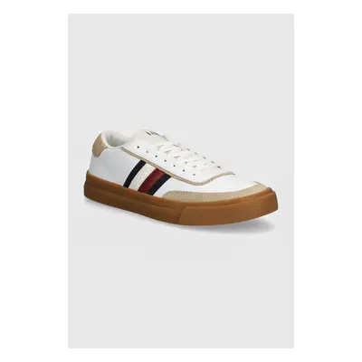 Kožené sneakers boty Tommy Hilfiger TH CUPSET 1A2 LTH MIX bílá barva, FM0FM05118