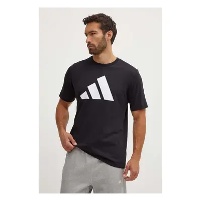 Bavlněné tričko adidas černá barva, s potiskem, IY8583