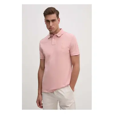 Bavlněné polo tričko Polo Ralph Lauren růžová barva, 710938137