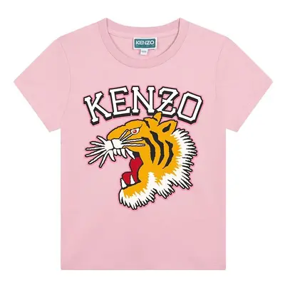 Dětské bavlněné tričko Kenzo Kids růžová barva, K60765