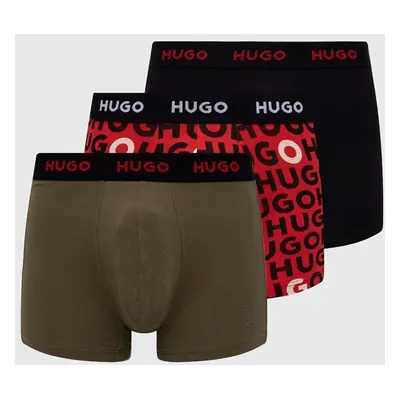 Boxerky HUGO 3-pack pánské, černá barva, 50517887