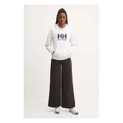 Bavlněná mikina Helly Hansen HH LOGO 2.0 dámská, šedá barva, s kapucí, s potiskem, 34460