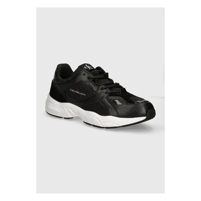 Sneakers boty Calvin Klein Jeans RETRO TENNIS LOW LACEUP MTL černá barva, YM0YM00985