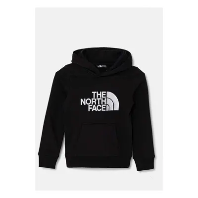 Dětská mikina The North Face DREW PEAK P/O HOODIE černá barva, s kapucí, s aplikací, NF0A89HHJK3