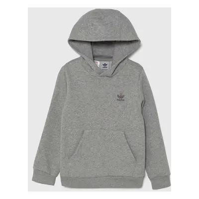 Dětská mikina adidas Originals HOODIE šedá barva, s kapucí, melanžová, IX5285