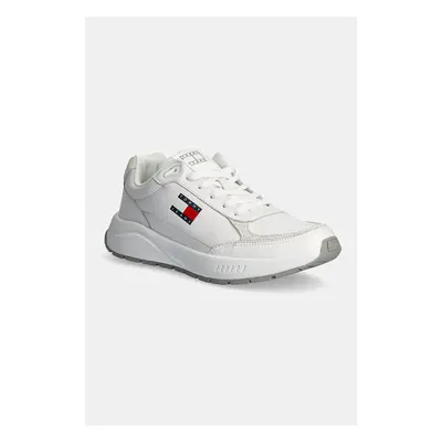 Kožené sneakers boty Tommy Jeans TJM RUNNER FULL LEATHER ESS bílá barva, EM0EM01445