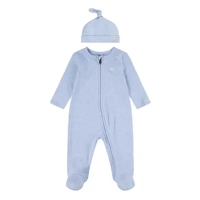 Dětský bavlněný overal Levi's LVN FOOTED COVERALL & HAT SET