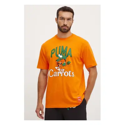 Bavlněné tričko Puma PUMA X CARROTS Graphic Tee oranžová barva, s potiskem, 627443