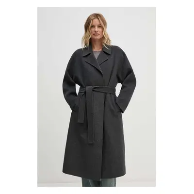 Kabát Calvin Klein dámský, šedá barva, zimní, oversize, 00040WL571