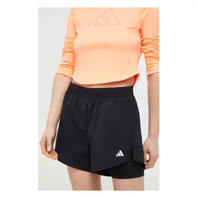 Tréninkové šortky adidas Performance černá barva, hladké, high waist, HN1044