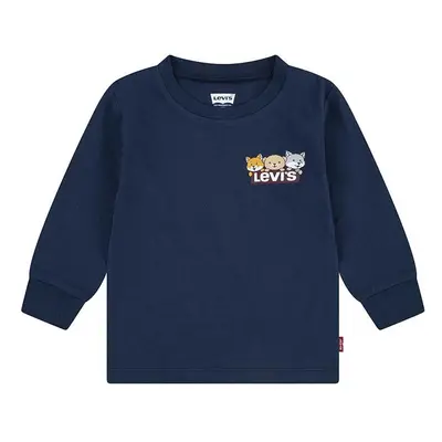 Kojenecká mikina Levi's CRITTER HIKING ICONS TEE tmavomodrá barva, s potiskem, 6EL434