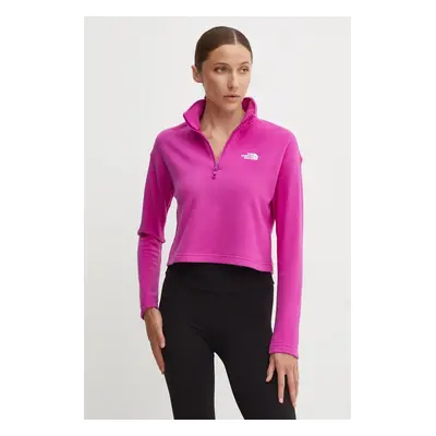 Sportovní mikina The North Face 100 Glacier Cropped 1/4 Zip růžová barva, NF0A855N1I71