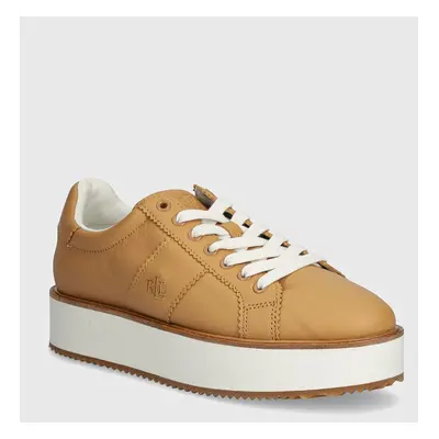 Kožené sneakers boty Lauren Ralph Lauren Amelia béžová barva, 802943023001