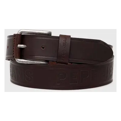 Kožený pásek Pepe Jeans DAYTON BELT pánský, hnědá barva, PM021027