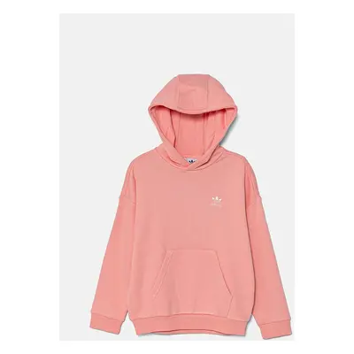 Dětská bavlněná mikina adidas Originals HOODIE oranžová barva, s kapucí, hladká, IX7615