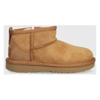 Dětské semišové sněhule UGG T CLASSIC ULTRA MINI béžová barva