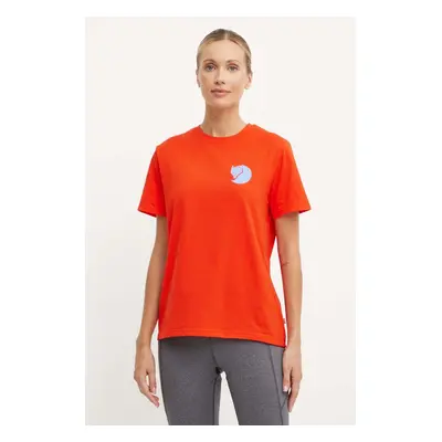 Tričko Fjallraven Fox Boxy Logo oranžová barva, F87153