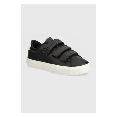 Kožené sneakers boty Tommy Jeans TJW CUPSOLE SNEAKER VELCRO černá barva, EN0EN02568