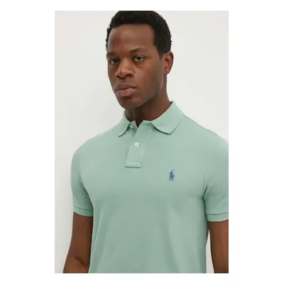 Bavlněné polo tričko Ralph Lauren zelená barva, 710536856