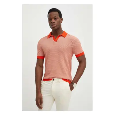 Bavlněné polo tričko United Colors of Benetton oranžová barva