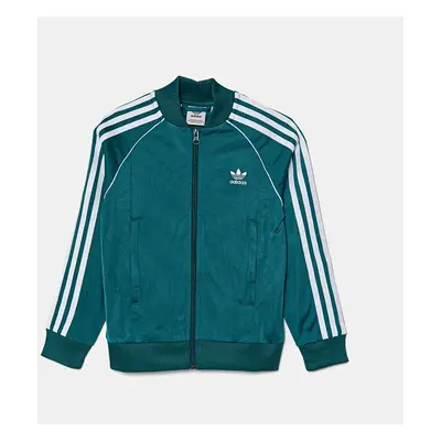 Dětská mikina adidas Originals SST TRACK TOP zelená barva, s aplikací, IY7452