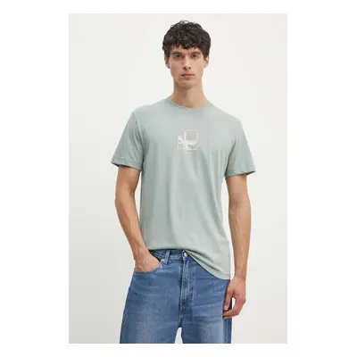 Bavlněné tričko Calvin Klein Jeans zelená barva, s potiskem, J30J325687