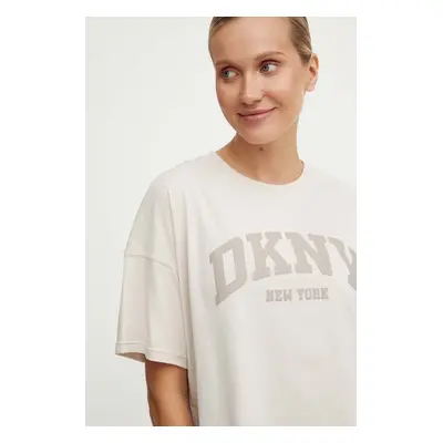 Bavlněné tričko Dkny béžová barva, DP4T9945