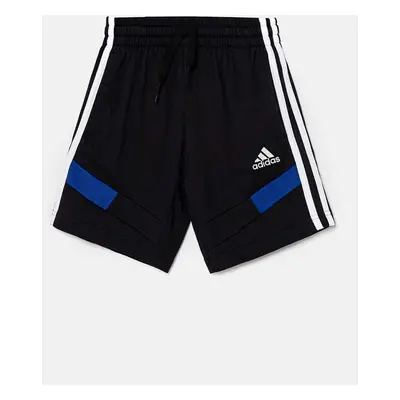 Dětské bavlněné šortky adidas B SH CB černá barva, s aplikací, nastavitelný pas, JE0315