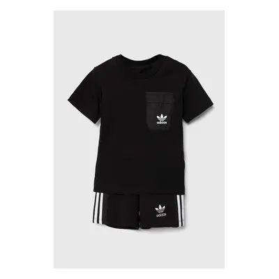 Dětská souprava adidas Originals SHORT TEE SET černá barva, IX7509