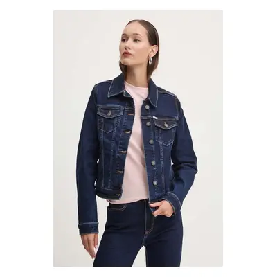 Džínová bunda Guess Jeans dámská, tmavomodrá barva, přechodná, W4YN55 D5CB1