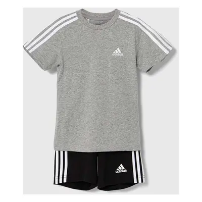 Dětská bavlněná souprava adidas I 3S SPORT SET šedá barva, IY5091