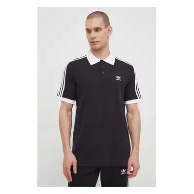 Bavlněné polo tričko adidas Originals Adicolor Classics 3-Stripes černá barva, s aplikací, IL250