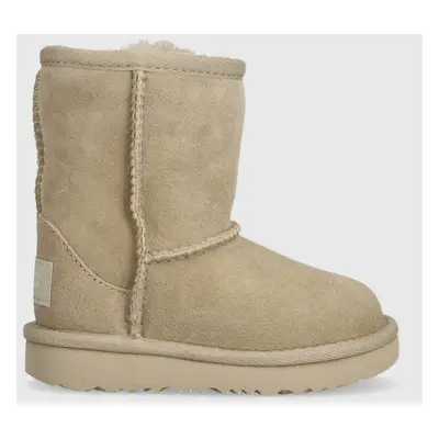 Dětské semišové sněhule UGG T CLASSIC II béžová barva