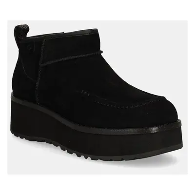 Semišové sněhule UGG Cityfunc Ultra Mini černá barva, 1158193-BLK