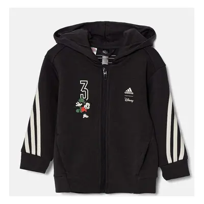 Dětská mikina adidas LK DY MM TT černá barva, s kapucí, s potiskem, IV9621