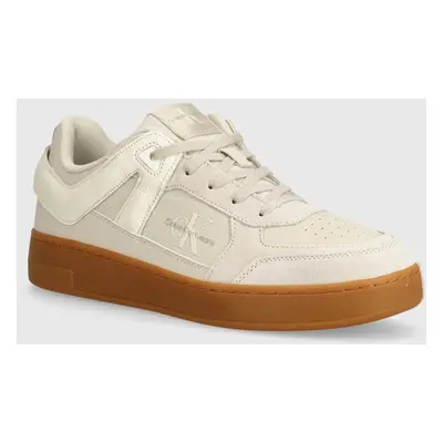 Sneakers boty Calvin Klein Jeans BASKET CUP LOW LACEUP LTH ML MTR béžová barva, YM0YM00994