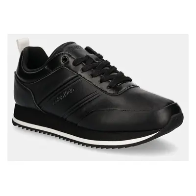 Sneakers boty Calvin Klein LOW TOP LACE UP LTH HF černá barva, HM0HM01553