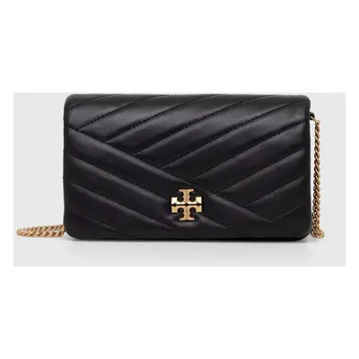 Kožená kabelka Tory Burch Kira Chevron černá barva, 156553.001