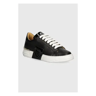 Kožené sneakers boty Philipp Plein Hexagon Phantom Kicks černá barva, USC0565 PLE025N 02