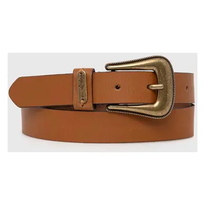 Kožený pásek Pepe Jeans MILDRED BELT dámský, hnědá barva, PL020852