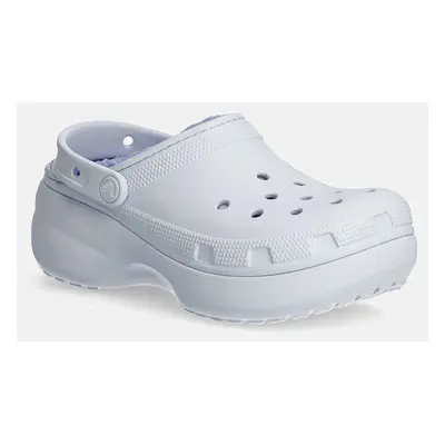 Pantofle Crocs Classic Platform Lined Clog W dámské, fialová barva, na platformě, 207938